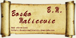 Boško Maličević vizit kartica